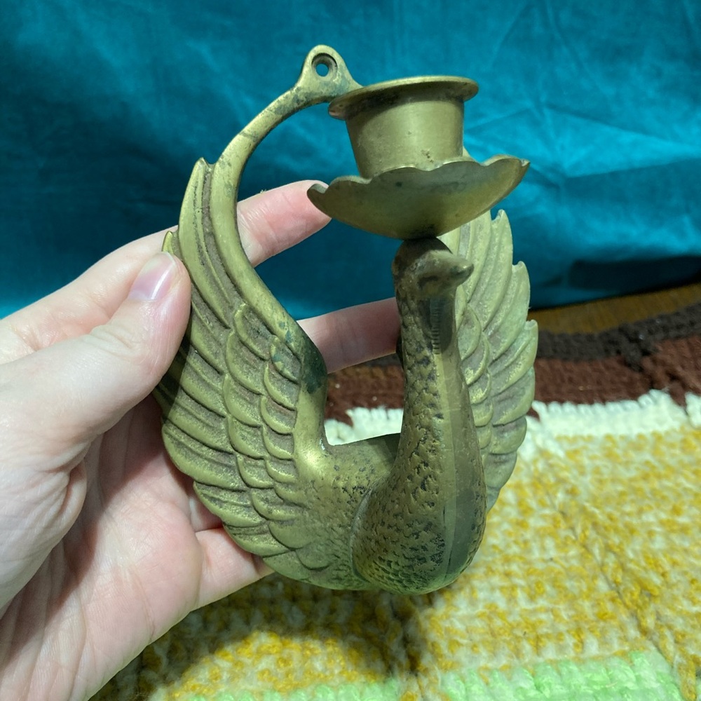 Swan Candle Sconce Single Taper Candle Wall Hanging Decor - Eclectic Bohemian